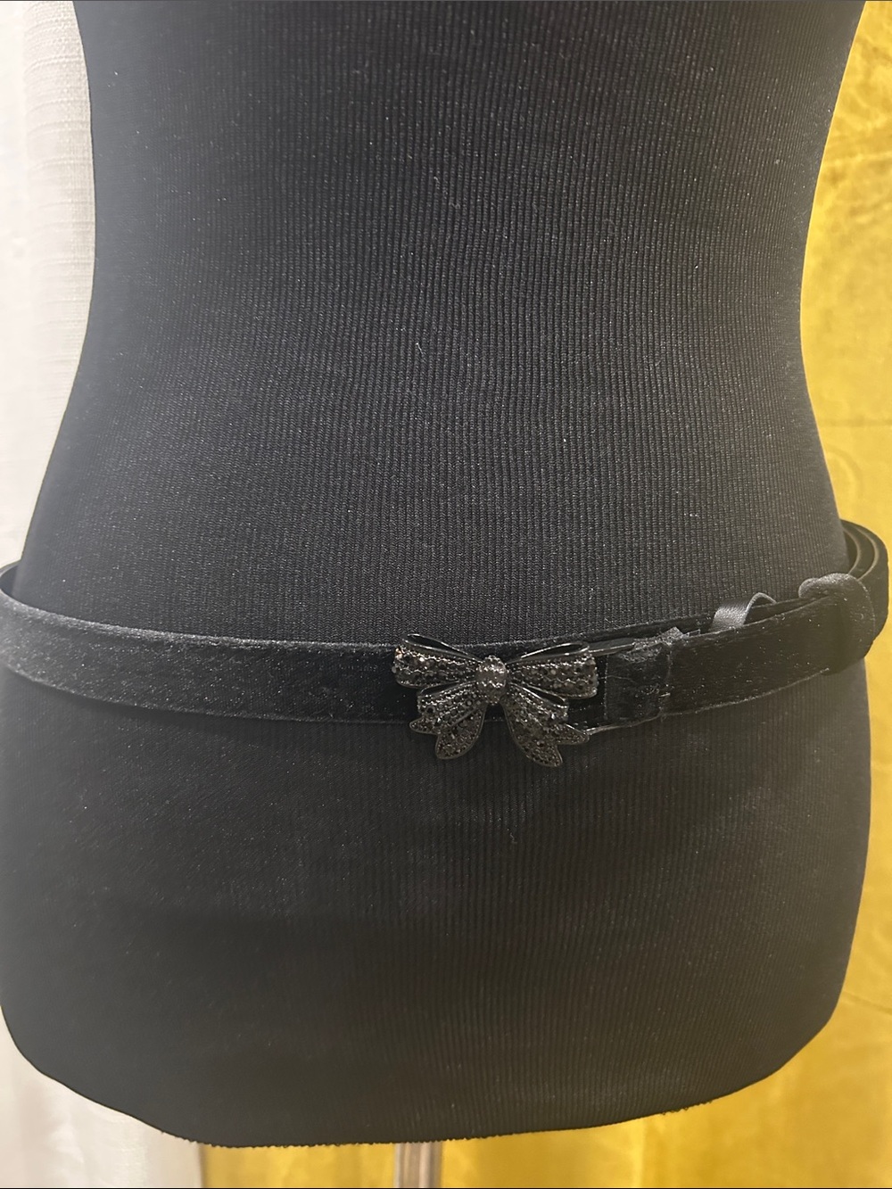 Kurt Geiger Black Velvet Bow Waist Belt - Women's Accessory